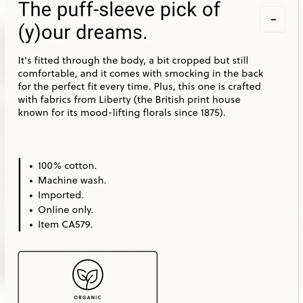 J.Crew Fitted Puff-Sleeve Top In Liberty Chapel Fabric